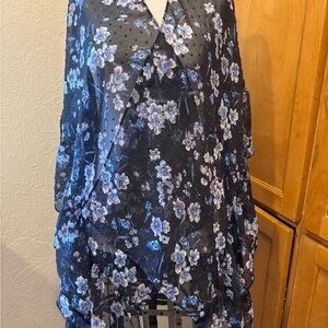 Mixit Black and Blue Floral Blouse